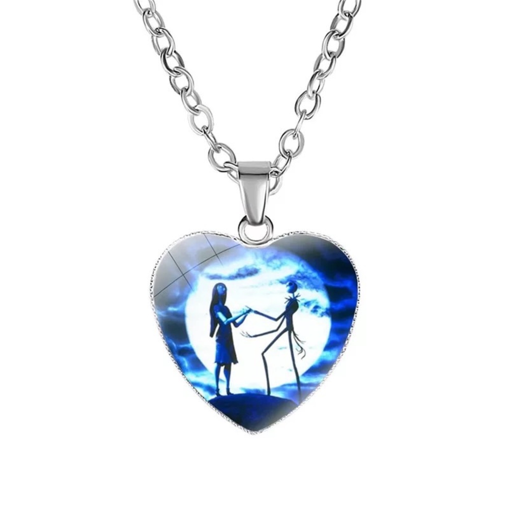 Nightmare Before Christmas Necklace Jack and Sally Meant to be.